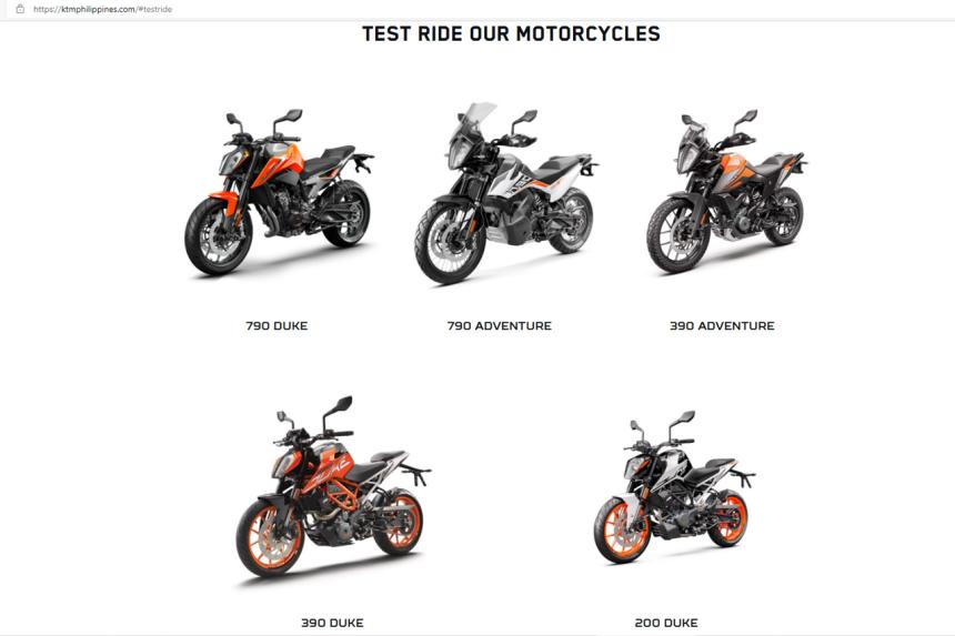 You can schedule a KTM test ride online image
