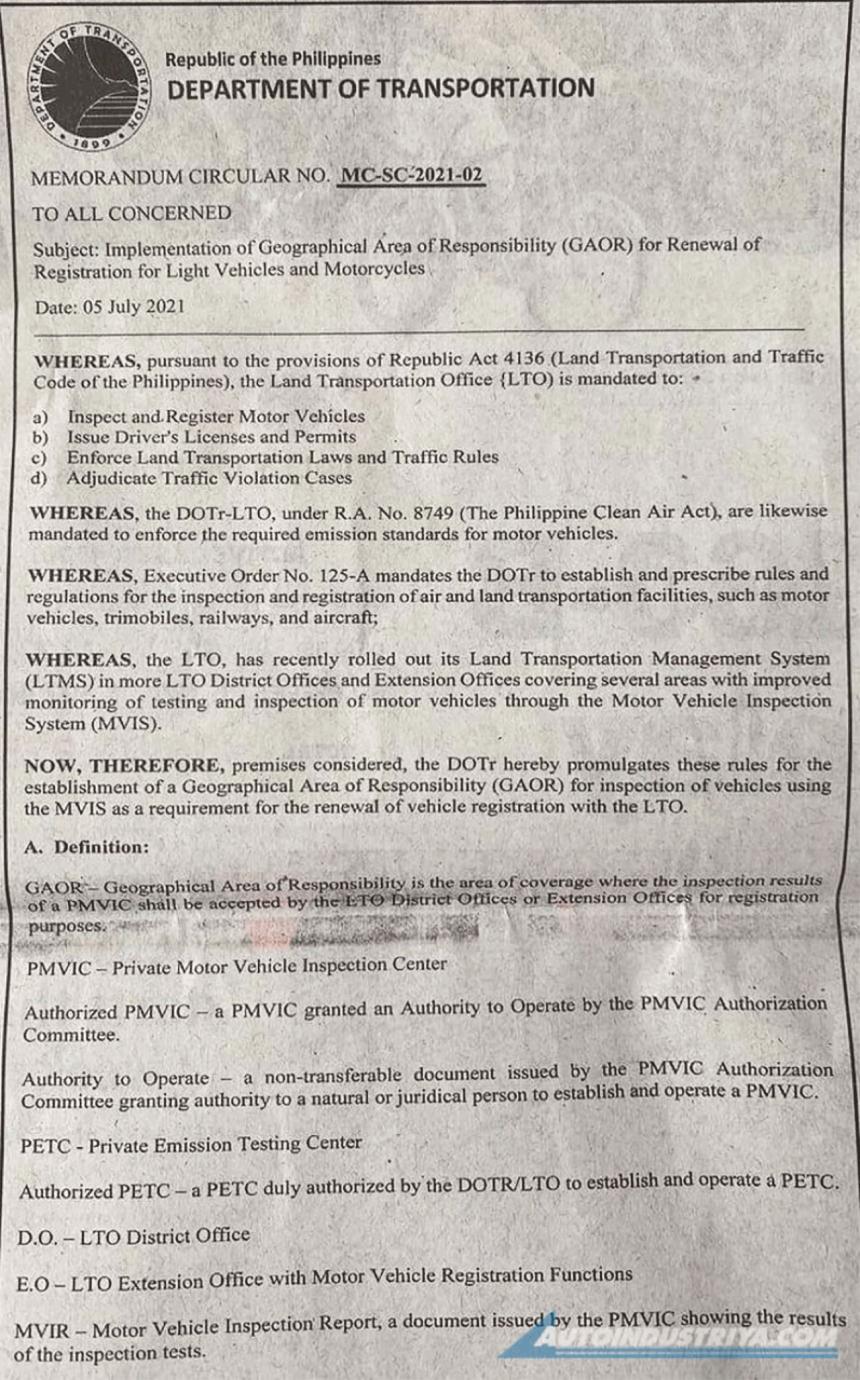 DOTr establishes ‘area of responsibility’ for PMVICs image