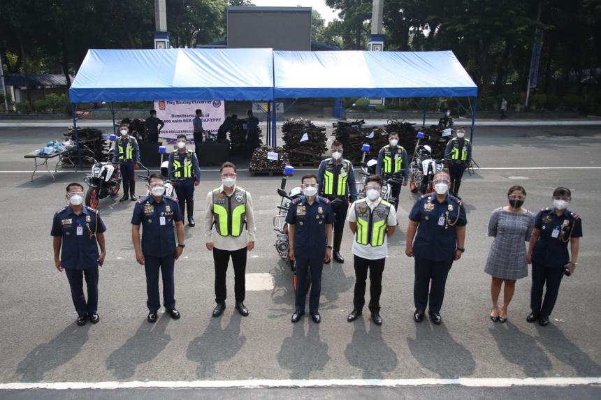 Delbros Group donates 12 KTM motorcycles to the PNP, AFP image