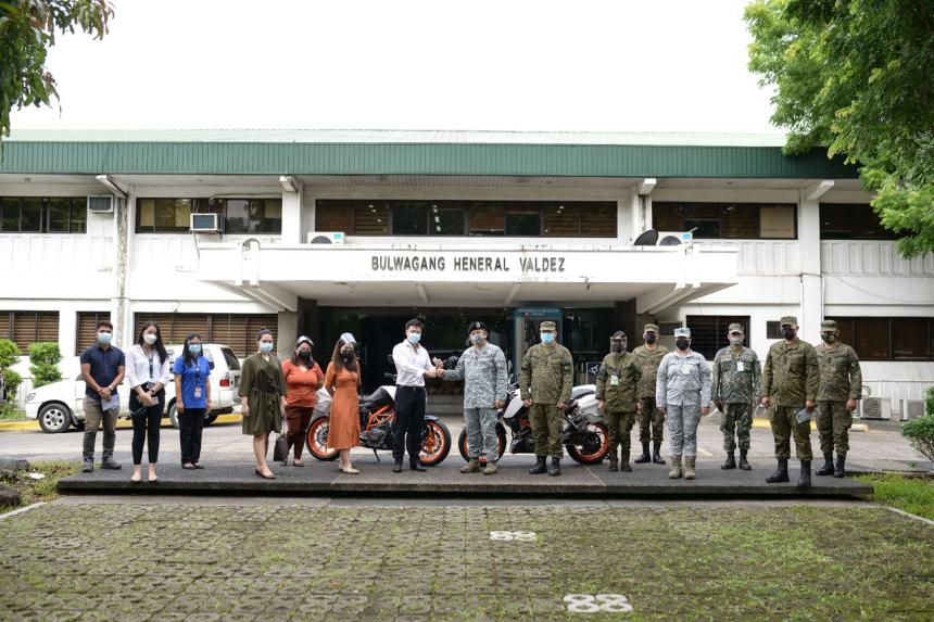 Delbros Group donates 12 KTM motorcycles to the PNP, AFP image
