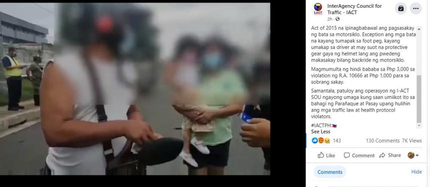 I-ACT apprehends rider couple with child, but are they right? image
