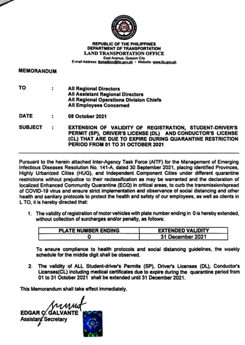 LTO extends validity of licenses, registration image