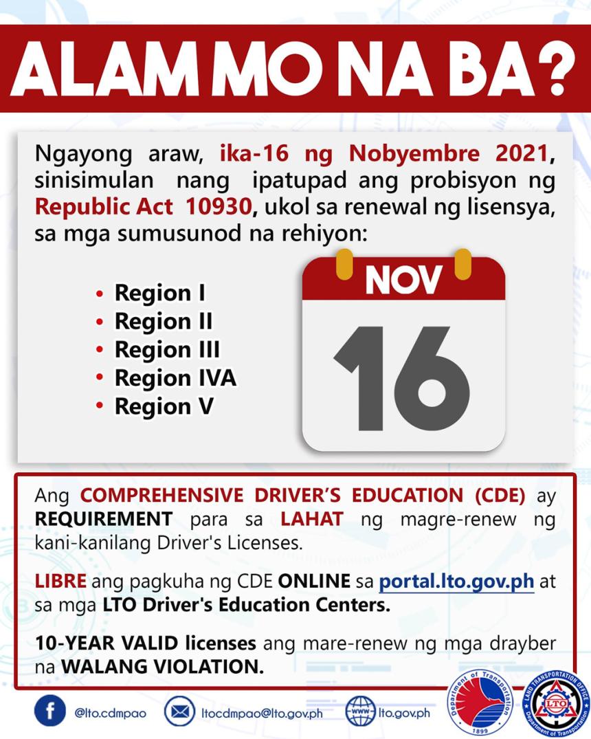 5 more LTO regional offices will start issuing 10-year DLs today 5 more LTO regional offices will start issuing 10-year DLs today image