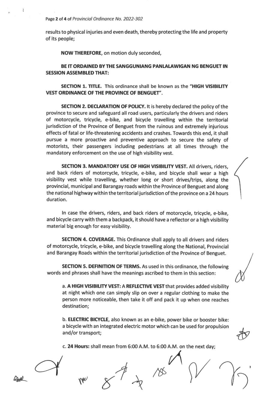 Benguet now require riders to wear reflective vest Benguet now require riders to wear reflective vest image