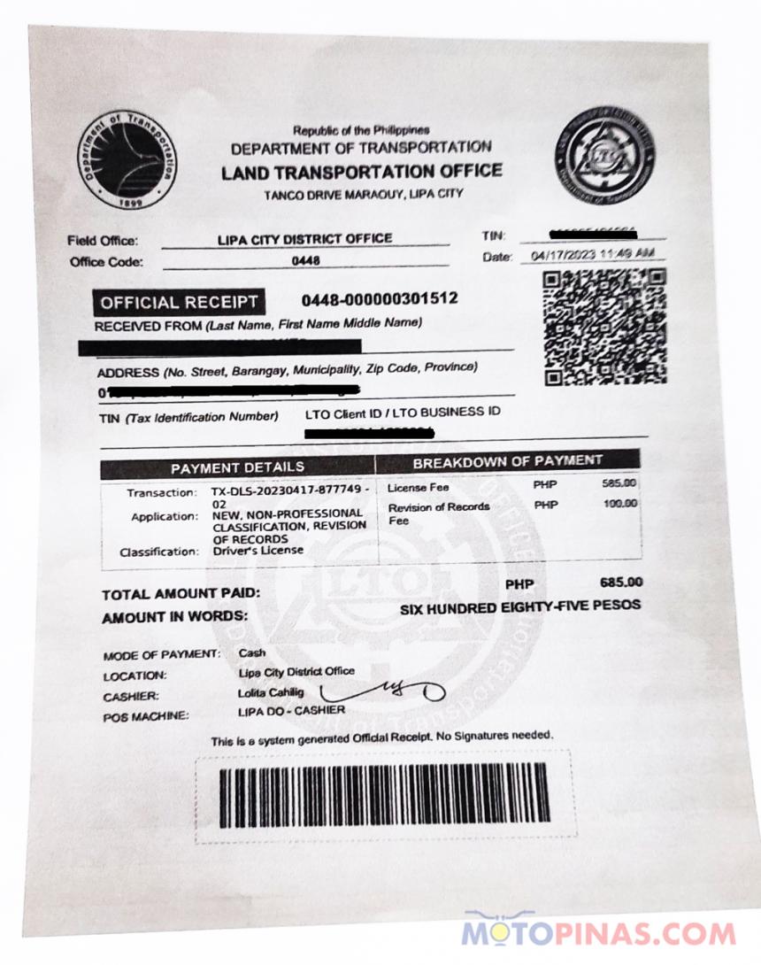 LTO: this is your temporary driver's license image