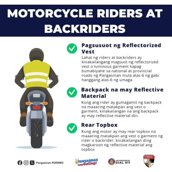 Pangasinan passes reflector vest ordinance, penalty up to PHP 5K image