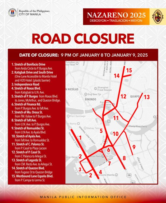 Traslacion 2025: avoid these Manila roads on January 9 Traslacion 2025: avoid these Manila roads on January 9 image