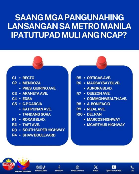 MMDA: NCAP covers EDSA, C-5, Commonwealth, and more starting Monday image