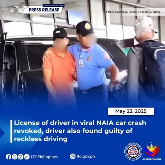 NAIA car crash driver gets 4-year DL ‘revocation’ from LTO NAIA car crash driver gets 4-year DL ‘revocation’ from LTO image