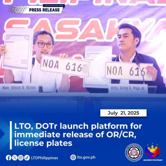 3-day plate and OR/CR release now possible, says LTO and DOTr 3-day plate and OR/CR release now possible, says LTO and DOTr image