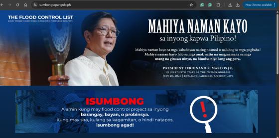 PBBM receives almost 2K complaints vs flood control in 'sumbongsapangulo.ph' image