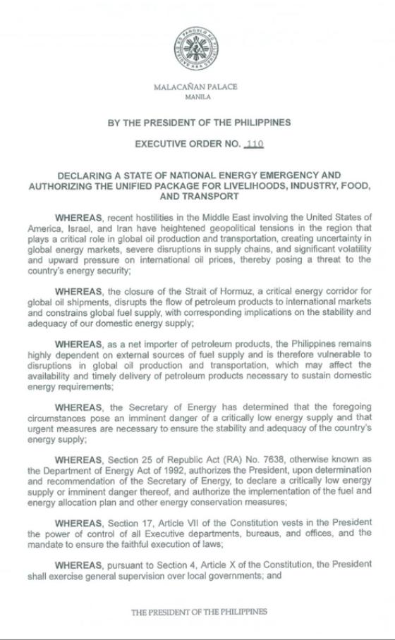 PBBM signs order declaring State of National Energy Emergency PBBM signs order declaring State of National Energy Emergency image