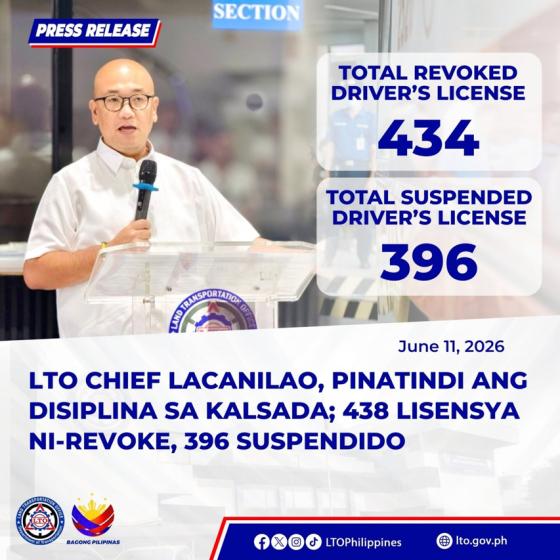LTO: 830 driver’s licenses suspended, revoked since October ‘25 image