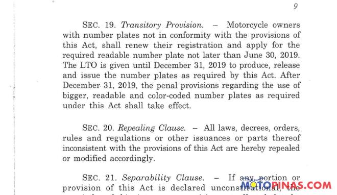 Doble Plaka Law deadline: June 30 2019 to re-register motorcycles image