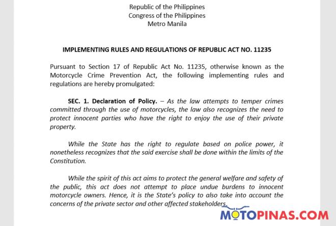 Exclusive: Doble Plaka Law draft IRR  image