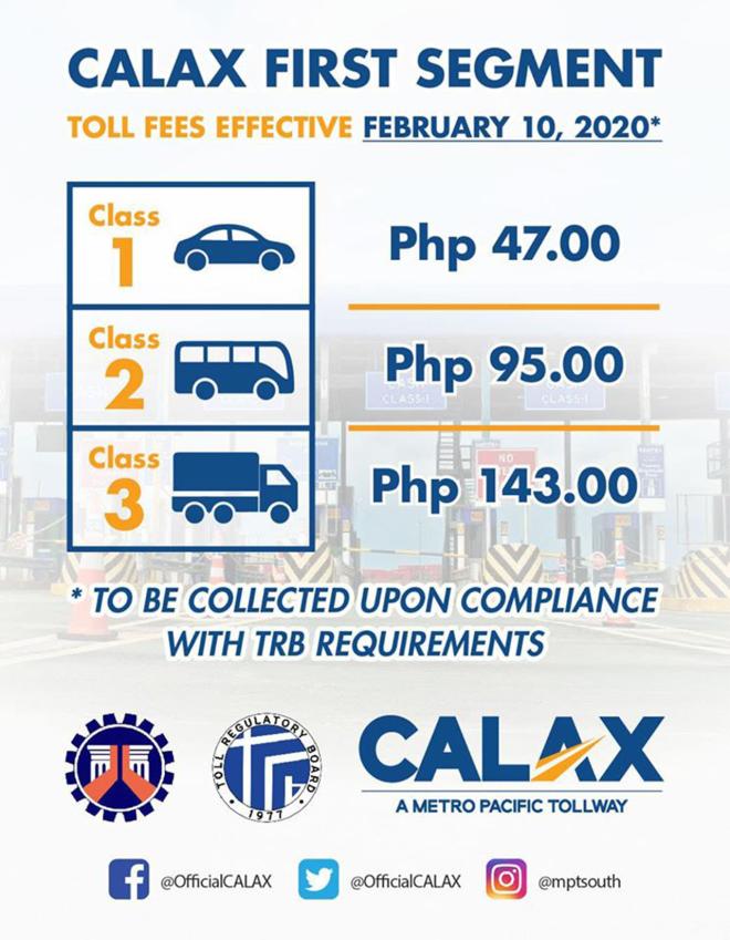 CALAX to begin charging toll image