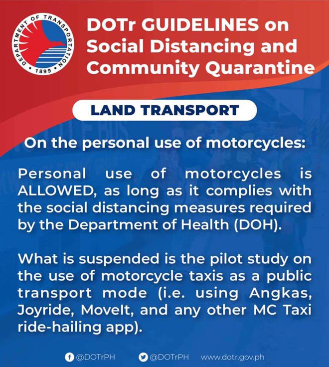 DOTr discouraging motorcycle backriding image
