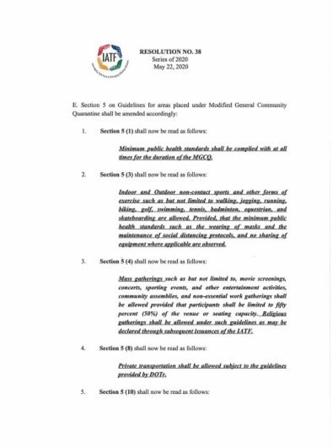 Are motocross and trail riding allowed under IATF resolution 38? image