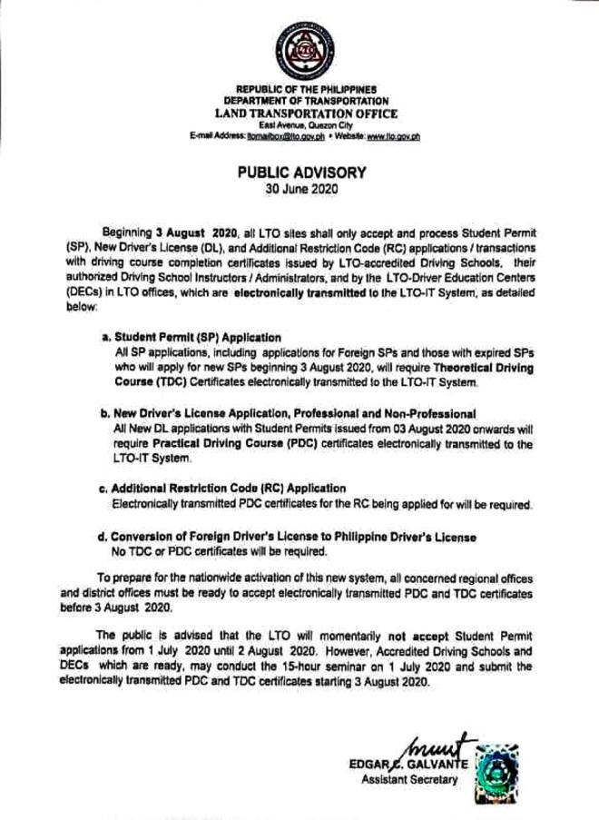 Only applicants with completed driving course accepted starting Aug 3 – LTO  image