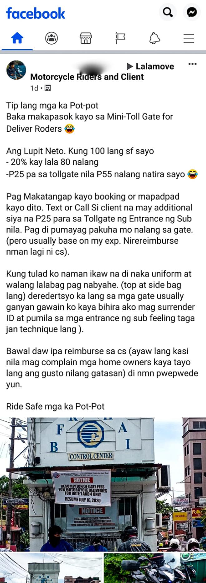 Delivery riders decry a Las Piñas subdivision’s delivery fee image