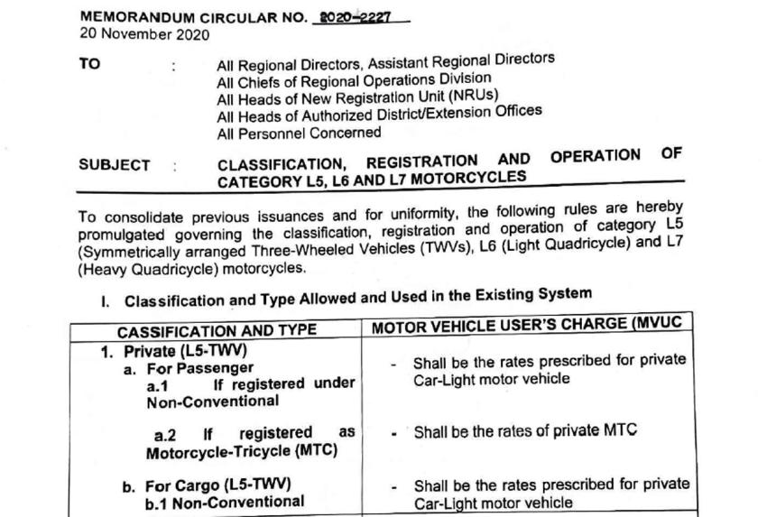 New LTO memo reclassifies three-wheelers from tricycles image