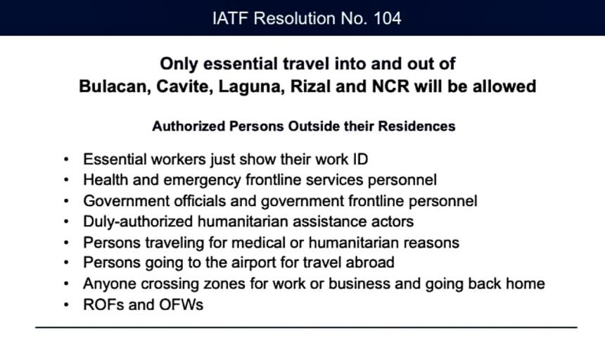 Gov’t imposes new travel restrictions in NCR, nearby provinces image