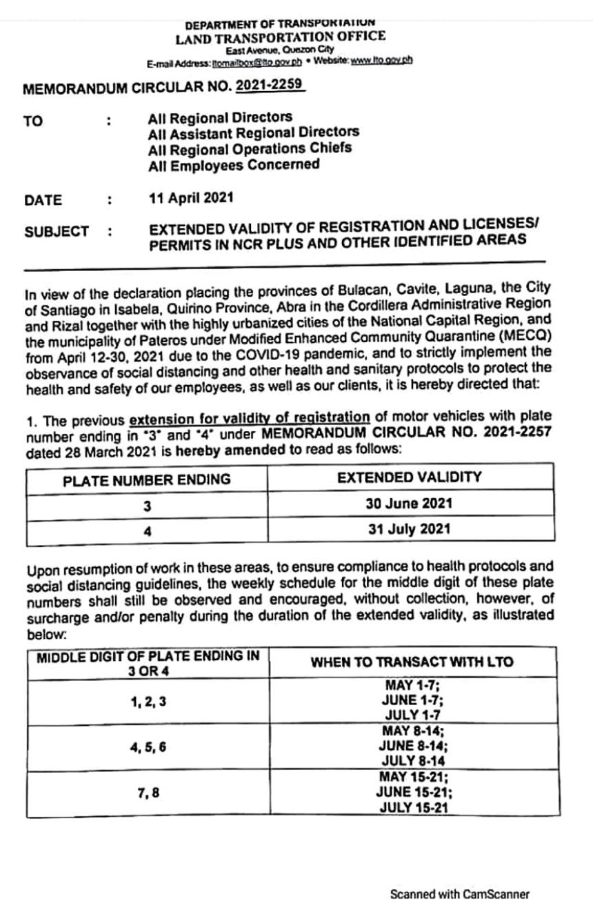 LTO issues new memo extending validity of DLs, vehicle image