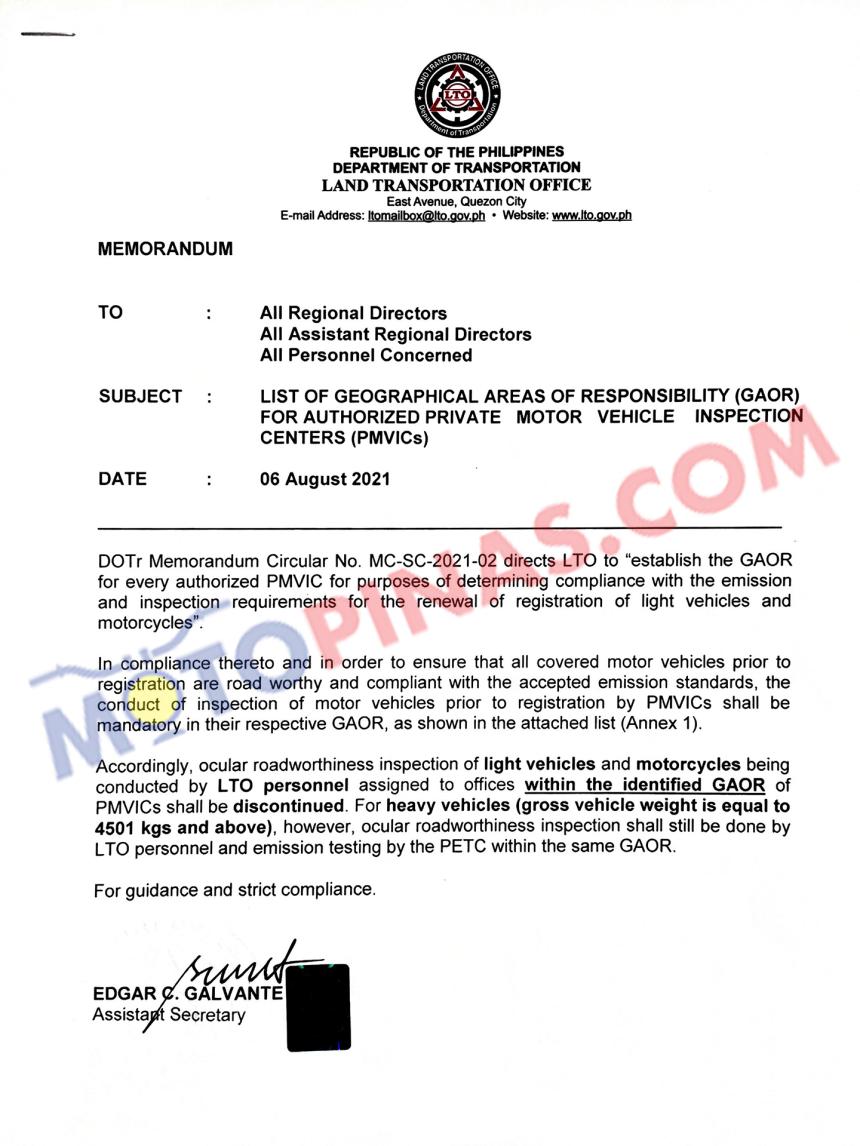 LTO lists PMVICs and their areas of responsibilities image