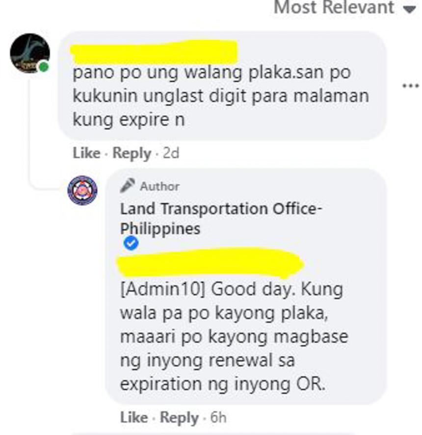 LTO extends registration validity of 5, 6 and 7 plate numbers image