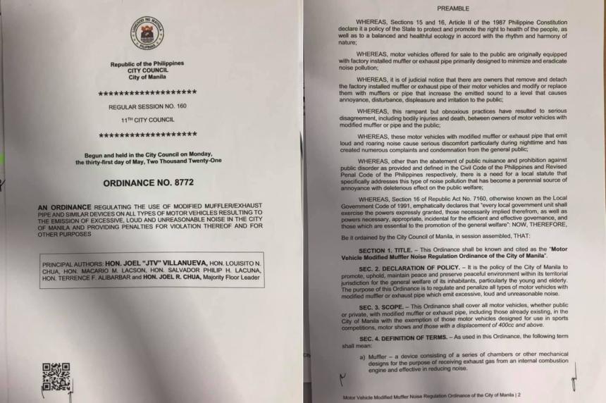 Bawal na ang maingay na tambutso sa Maynila image