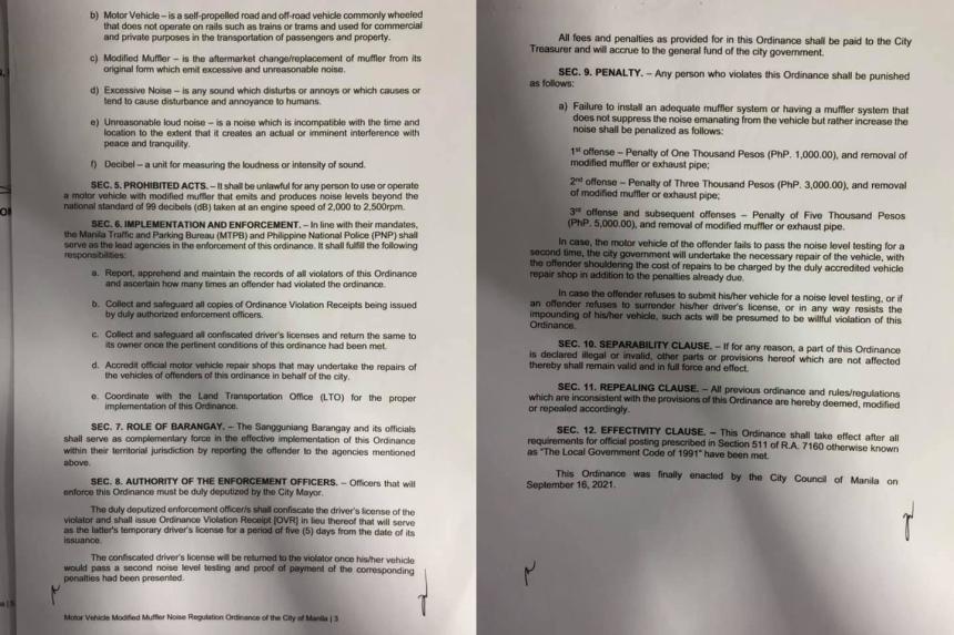Bawal na ang maingay na tambutso sa Maynila image