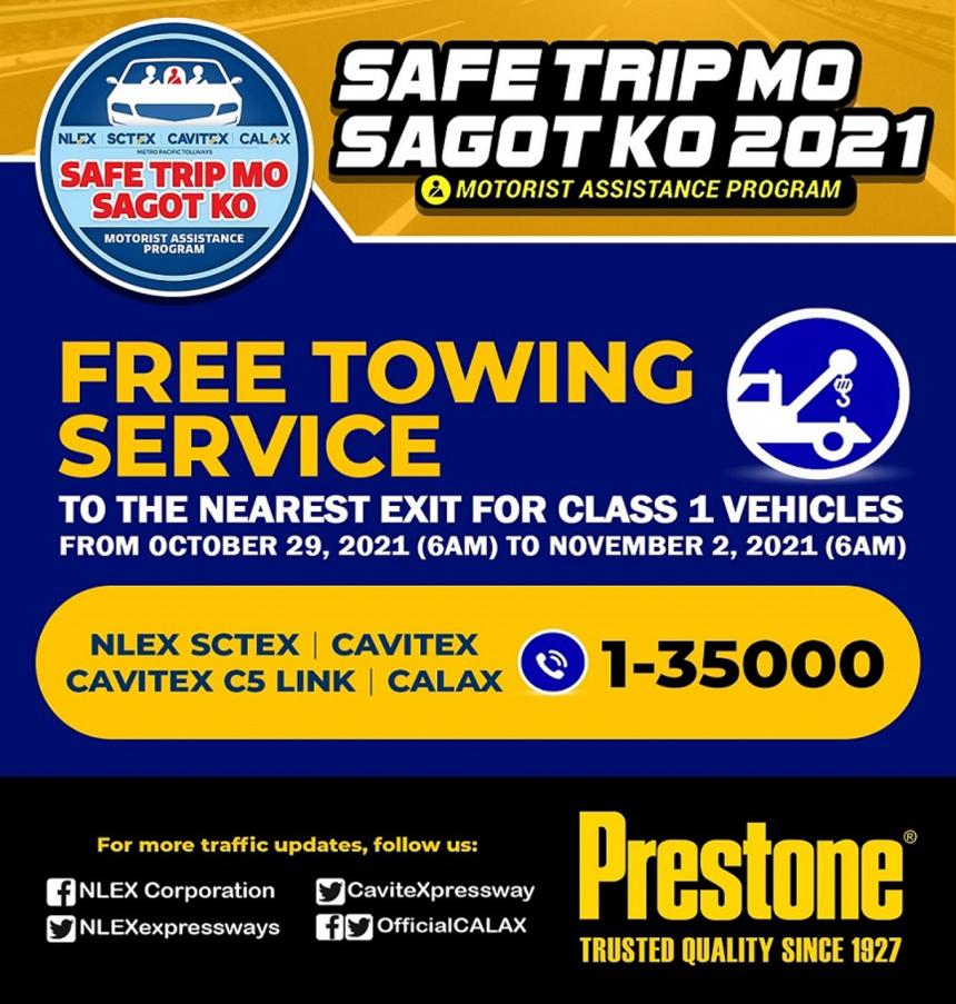 Free towing service during Undas at NLEX, SCTEX, etc. image