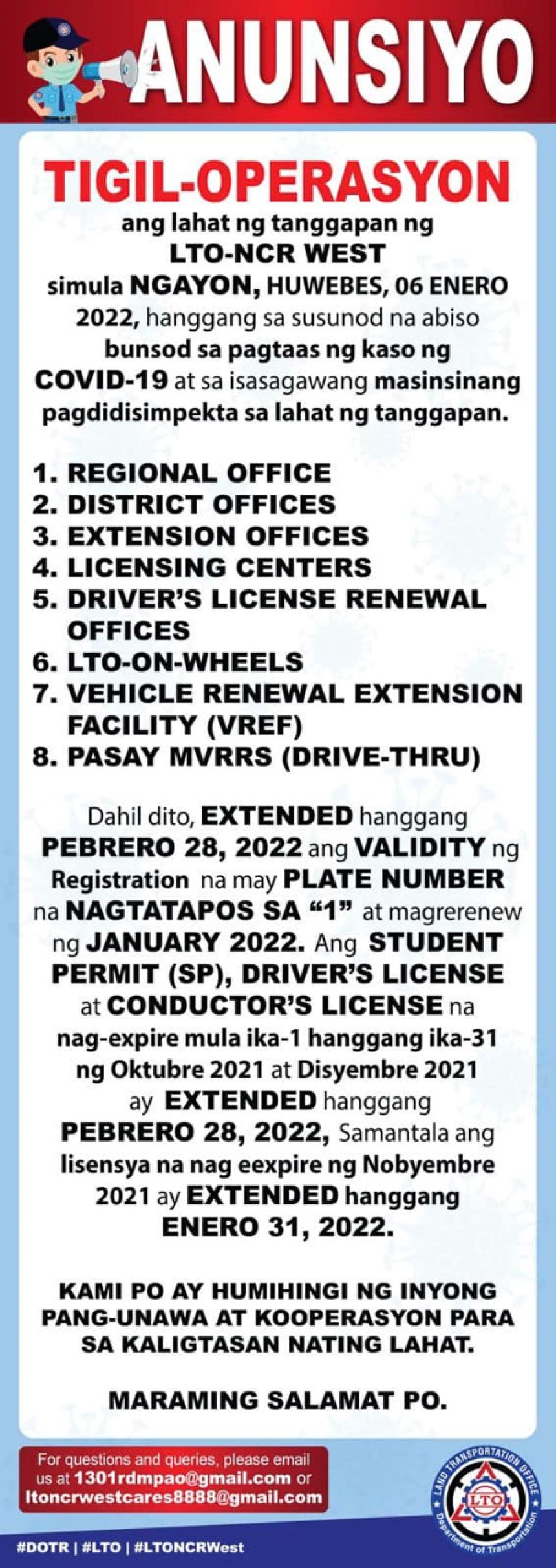 LTO closes most of its NCR offices due to COVID-19 image
