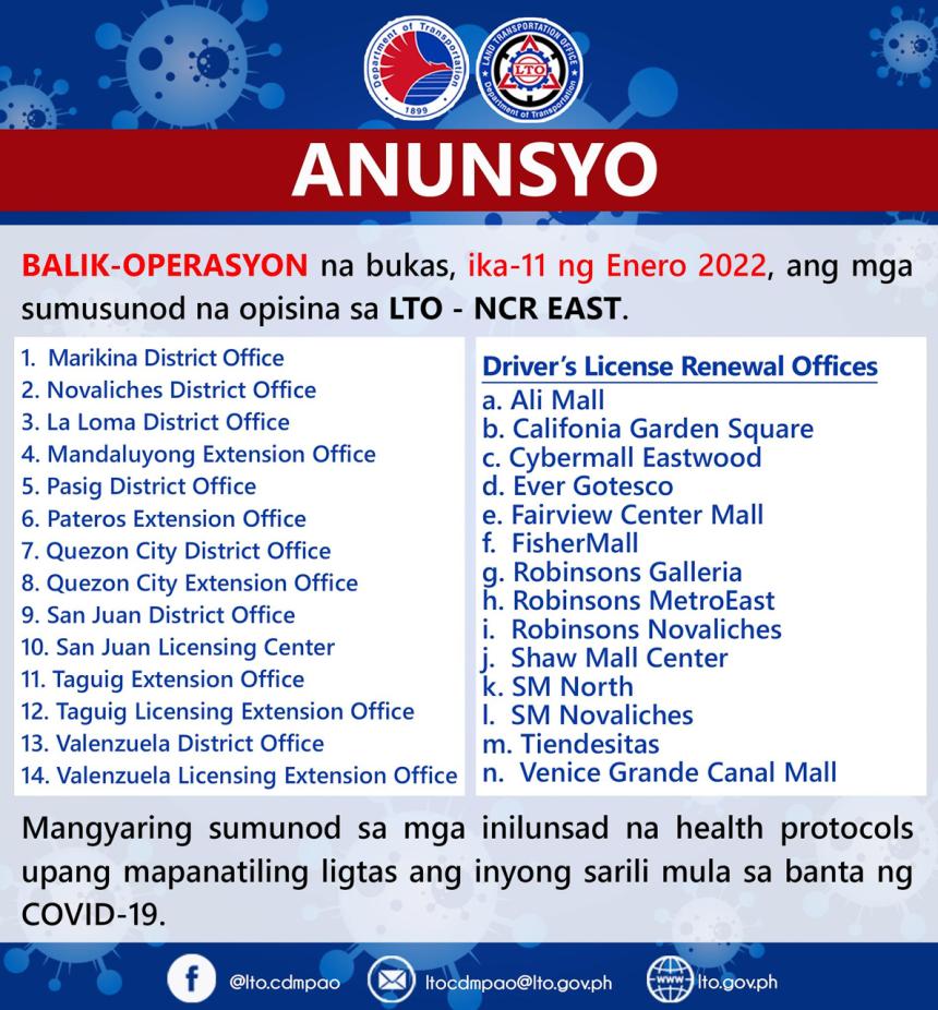 LTO reopens some of its NCR offices for transactions image