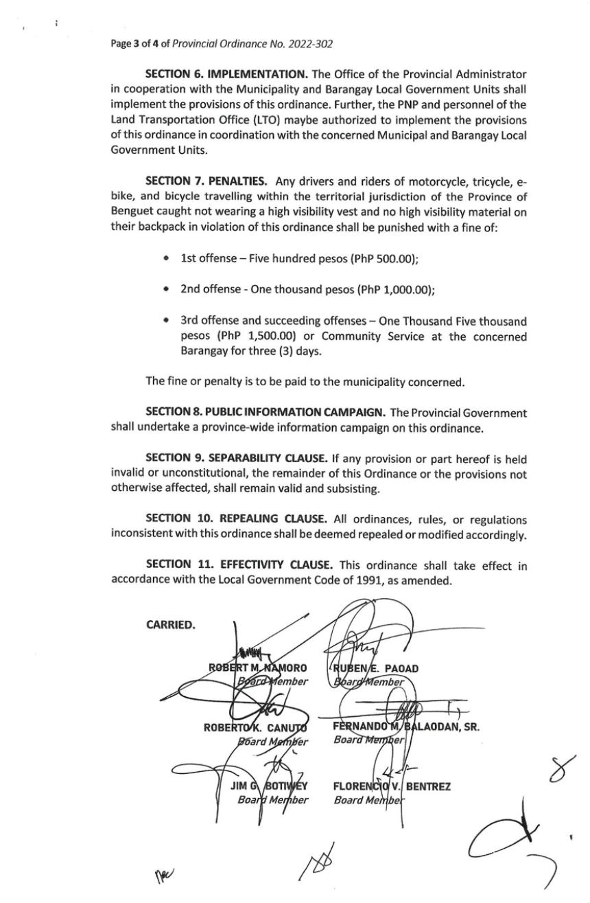 Benguet now require riders to wear reflective vest Benguet now require riders to wear reflective vest image