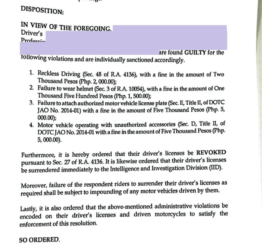 LTO revokes licenses of 'viral GS riders' LTO revokes licenses of 'viral GS riders' image