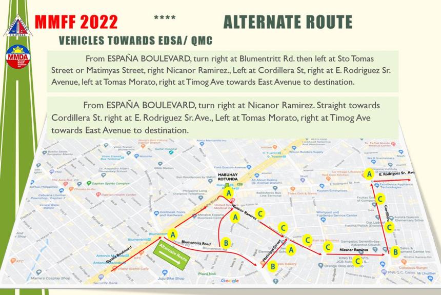 MMDA lists alternate routes for the Metro Manila Film Fest 2022 MMDA lists alternate routes for the Metro Manila Film Fest 2022 image