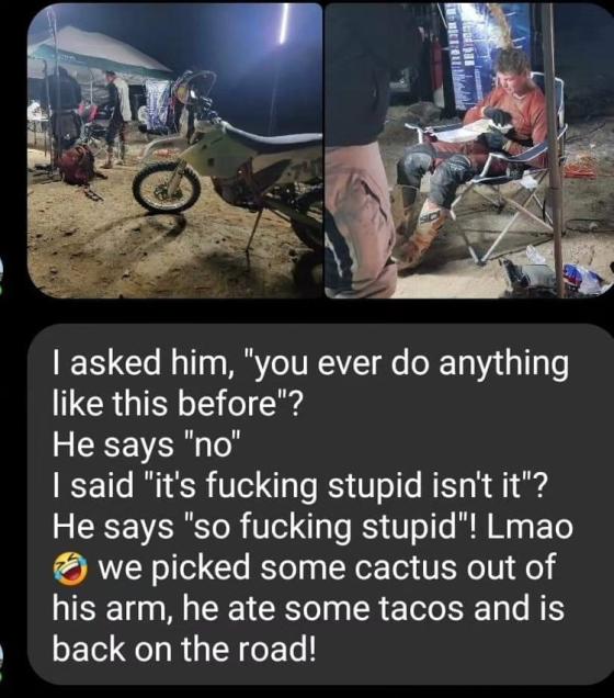 Guy on 2nd hand bike, no pit crew, finisher of Baja 2k km race Guy on 2nd hand bike, no pit crew, finisher of Baja 2k km race image