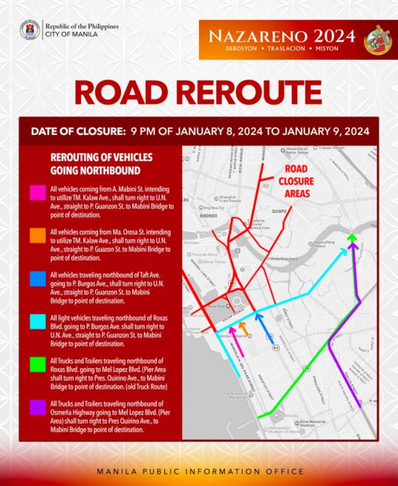 Look: Manila road closures for the 2024 Feast of the Black Nazarene Look: Manila road closures for the 2024 Feast of the Black Nazarene image