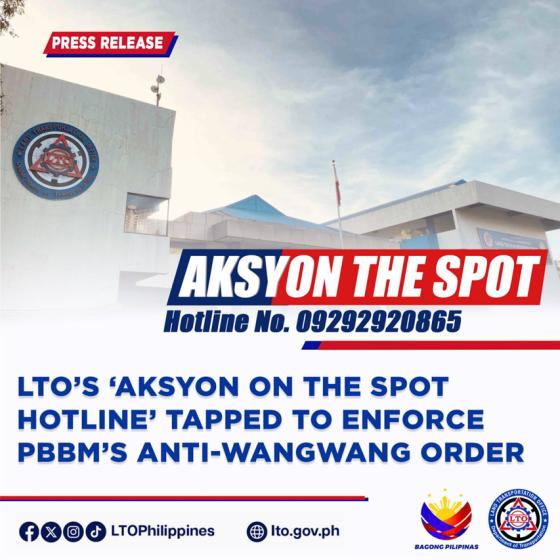 LTO: report illegal wangwang use to Aksyon on the Spot hotline LTO: report illegal wangwang use to Aksyon on the Spot hotline image