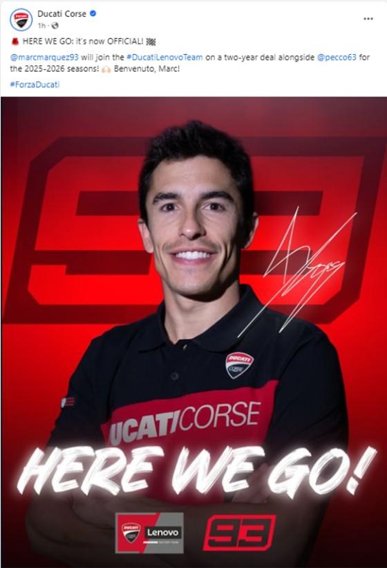 Ducati signs Marc Marquez for 2025, 2026 MotoGP seasons Ducati signs Marc Marquez for 2025, 2026 MotoGP seasons image