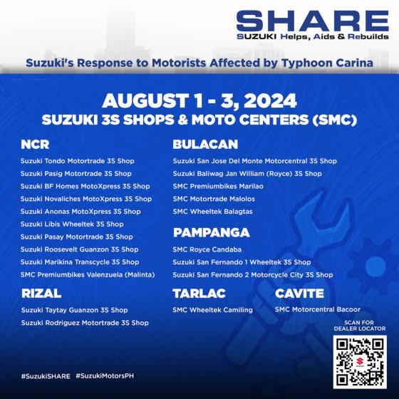 Suzuki Offers FREE Service to Typhoon-Affected riders Suzuki Offers FREE Service to Typhoon-Affected riders image