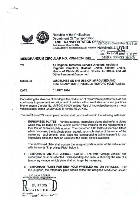 LTO to implement No plate, No travel for 2023-2024 motorcycles LTO to implement No plate, No travel for 2023-2024 motorcycles image