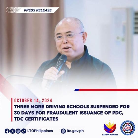 LTO suspends 3 more driving schools for offering 'Non-appearance' LTO suspends 3 more driving schools for offering 'Non-appearance' image