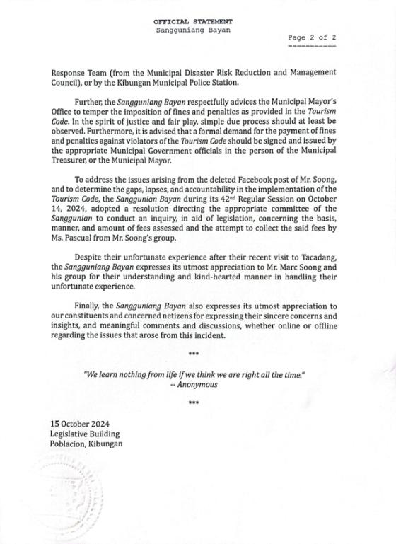 Kibungan issues statement following PHP13.9K tourism fee incident Kibungan issues statement following PHP13.9K tourism fee incident image