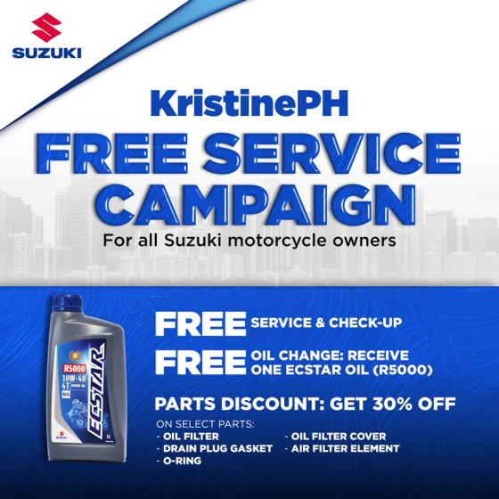 Suzuki offers free oil and labor to typhoon Kristine-affected riders Suzuki offers free oil and labor to typhoon Kristine-affected riders image