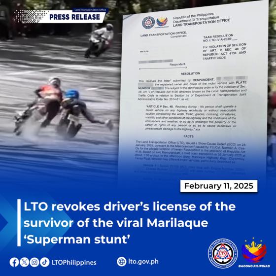 LTO revokes license of Marilaque ‘superman’ LTO revokes license of Marilaque ‘superman’ image