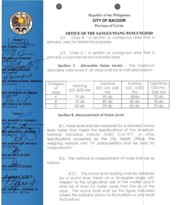 Bacoor City enforcing 70db/99db anti-noise ordinance Bacoor City enforcing 70db/99db anti-noise ordinance image