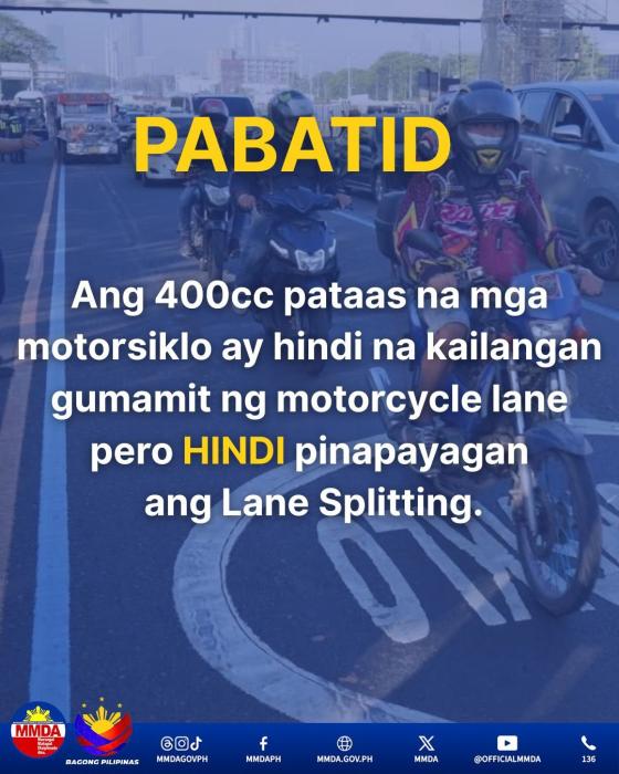MMDA: Big bikes NOW exempted from MC Lane rule MMDA: Big bikes NOW exempted from MC Lane rule image
