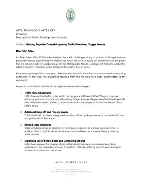 Traffic mitigation plan presented by La Salle in Ortigas Traffic mitigation plan presented by La Salle in Ortigas image